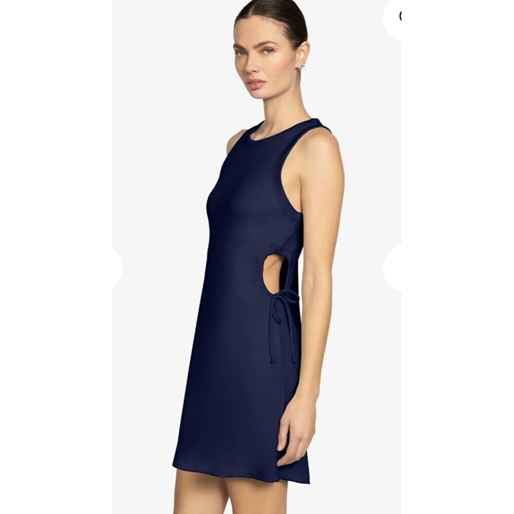 Robin Piccone Cover Up Dress Amy Navy Blue Size M Sleeveless Side Tie Beach